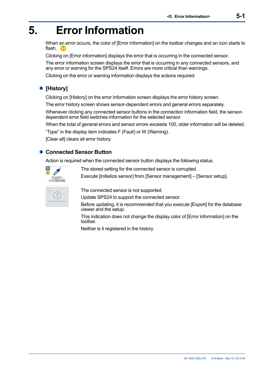 Error information, Error information -1 | Yokogawa SPS24 User Manual | Page 26 / 35