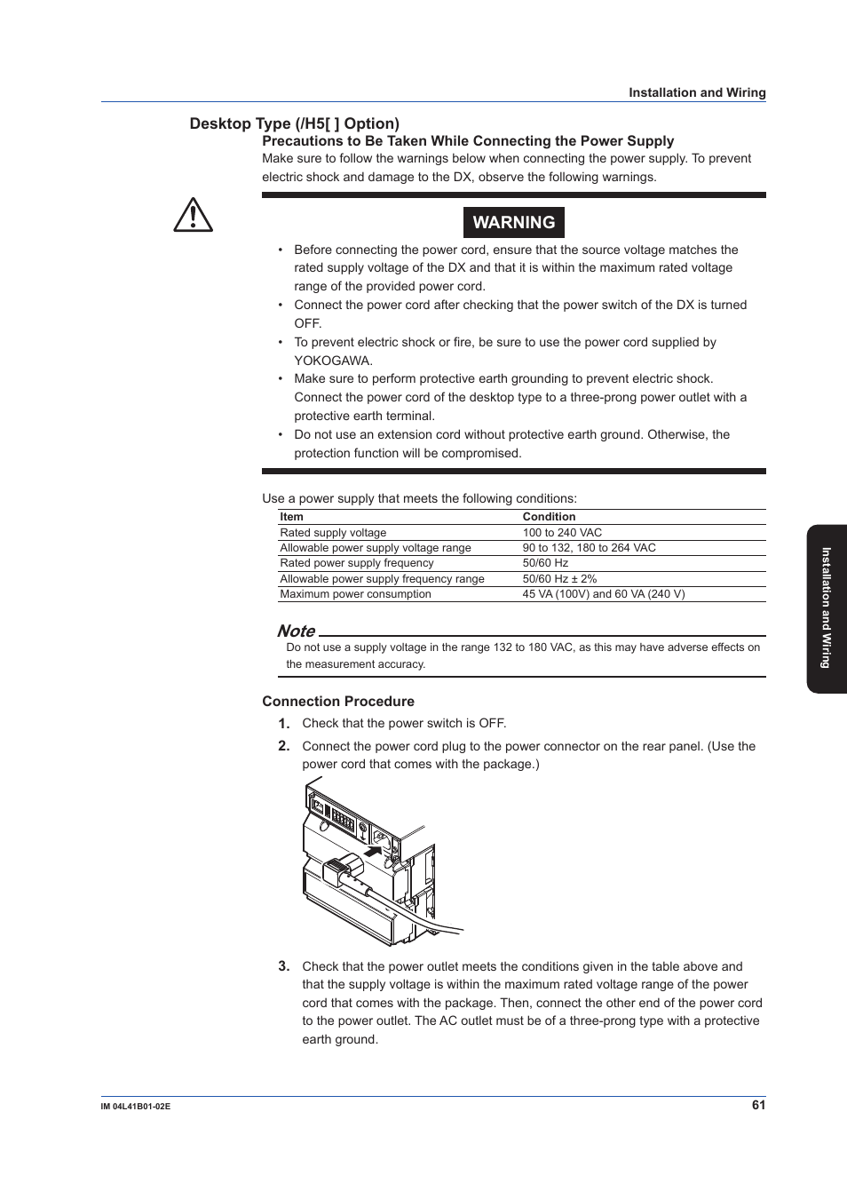 Warning | Yokogawa Removable Chassis DX1000N User Manual | Page 63 / 92