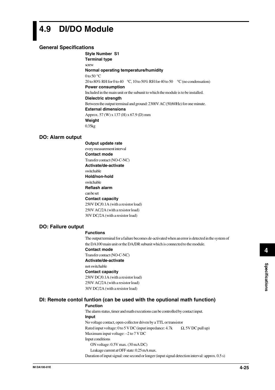 9 di/do module, Di/do module -25 | Yokogawa DA100 User Manual | Page 94 / 109