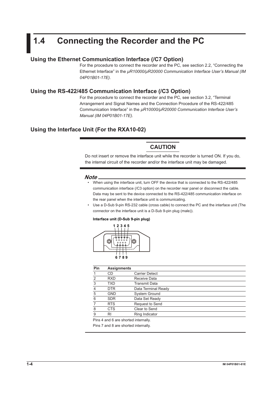 4 connecting the recorder and the pc, 4 connecting the recorder and the pc -4 | Yokogawa µR20000 User Manual | Page 12 / 65