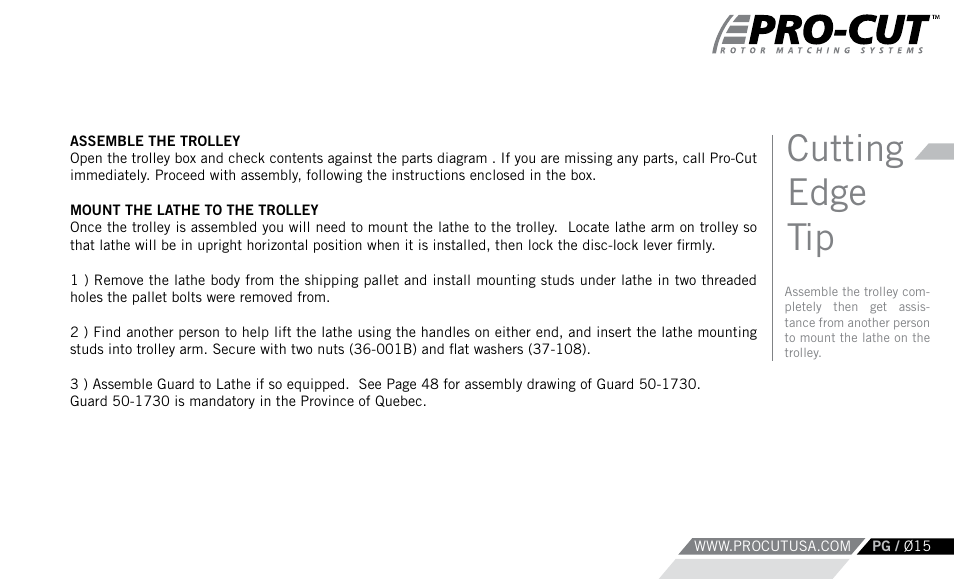 Cutting edge tip | Pro-Cut PFM 9.0 User Manual | Page 15 / 52