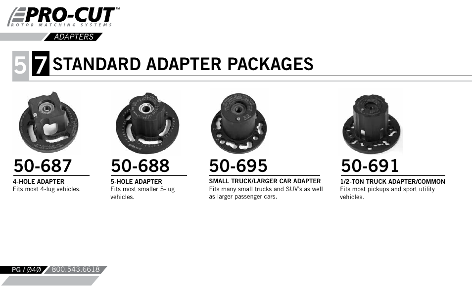 Standard adapter packages | Pro-Cut PFM 9.0 User Manual | Page 40 / 52