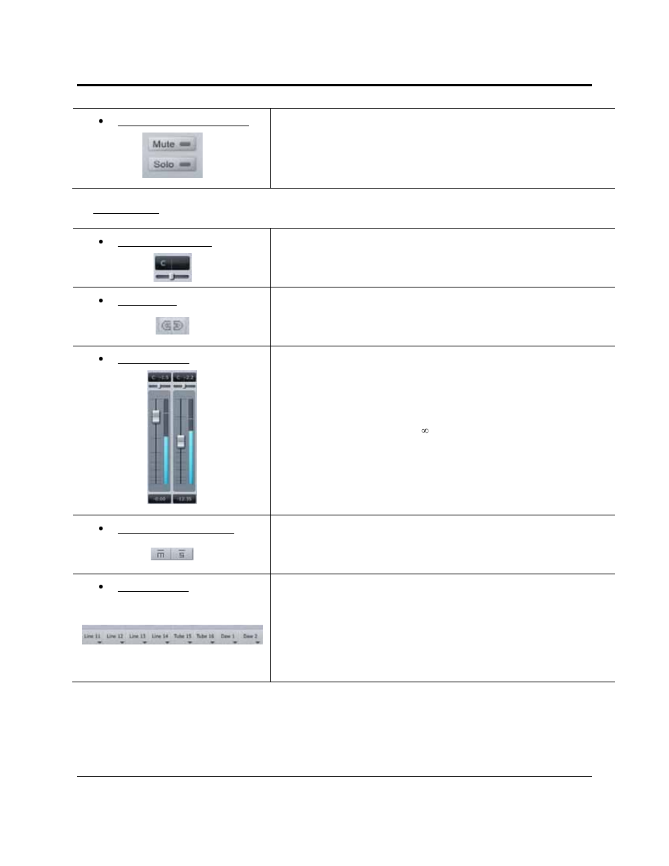 Controls and connections, Master mute and solo clear, Channel pan sliders | Link buttons, Channel faders, Channel mutes and solos, Input selectors | PreSonus FireStudio Tube User Manual | Page 29 / 39