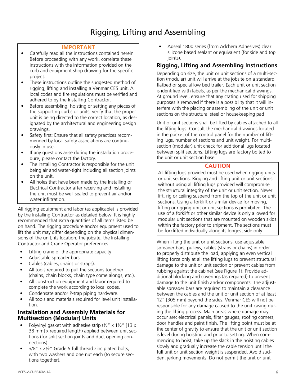 Rigging, lifting and assembling, Rigging,.lifting.and.assembling | Mammoth V-Cube User Manual | Page 6 / 52