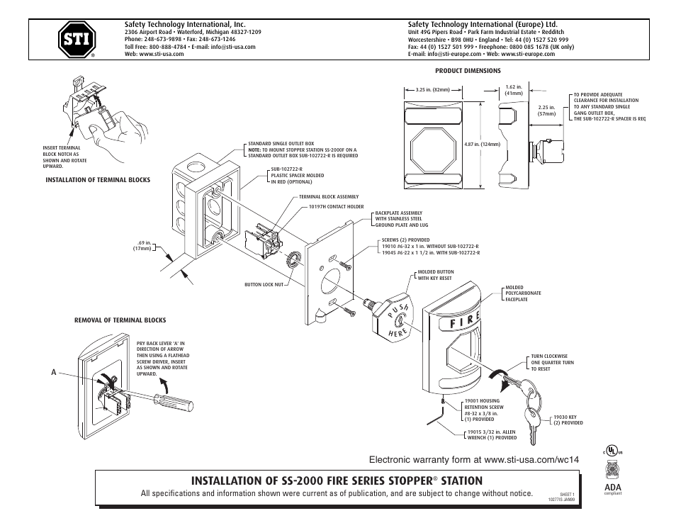 STI SS-2000F User Manual | 2 pages