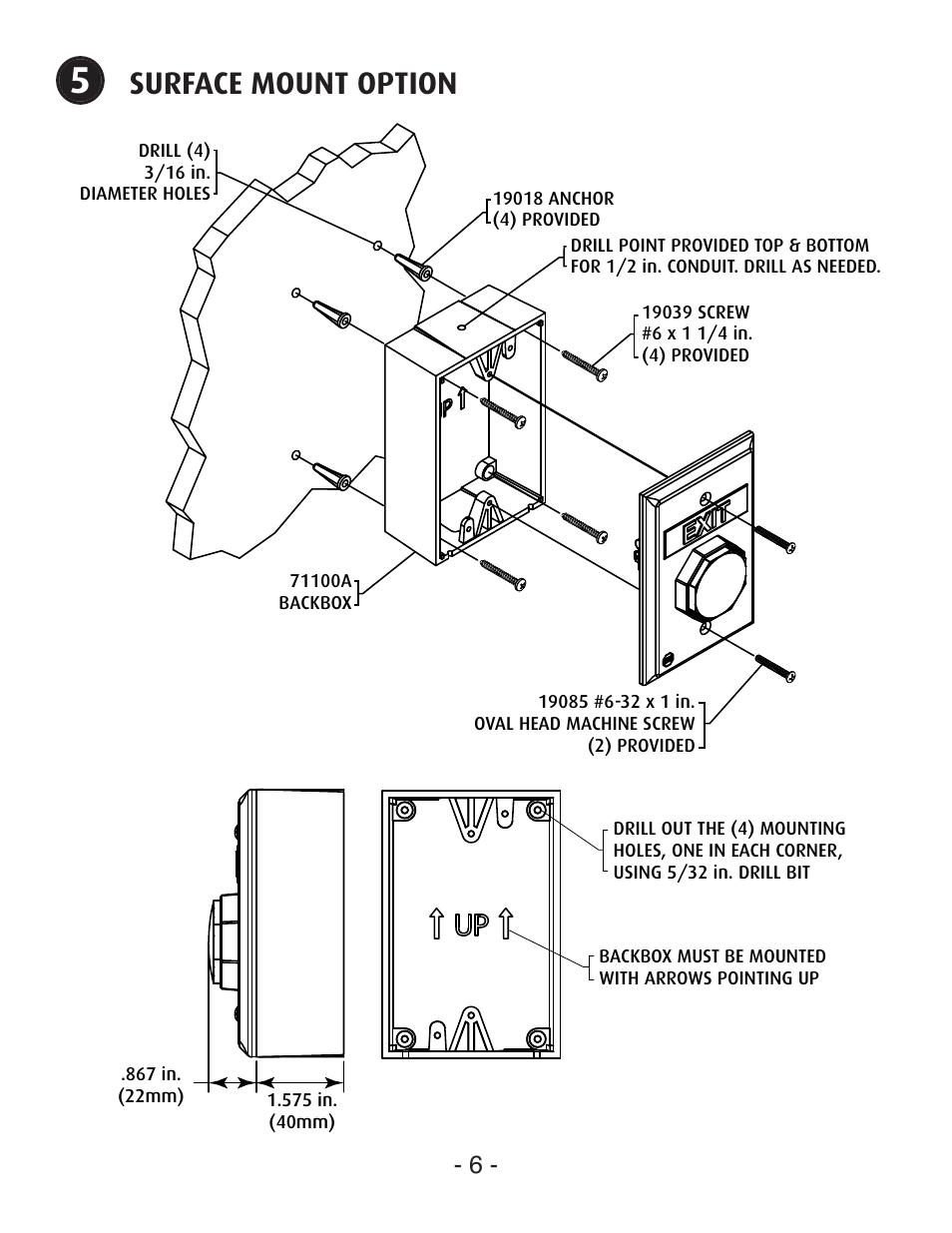 Surface mount option | STI SUB-UB-1C User Manual | Page 6 / 8