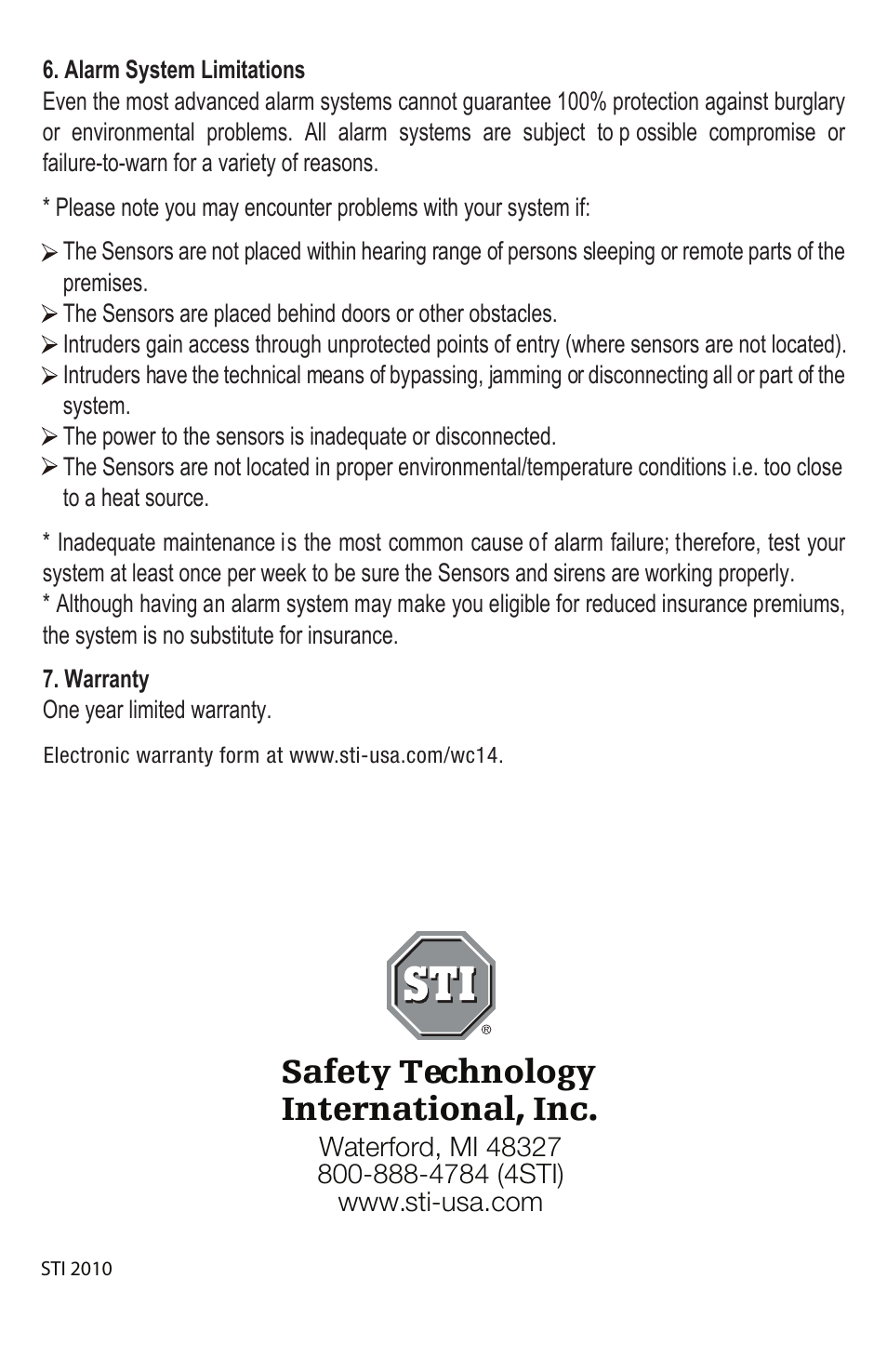 Safety technology international, inc | STI WS105 User Manual | Page 3 / 3