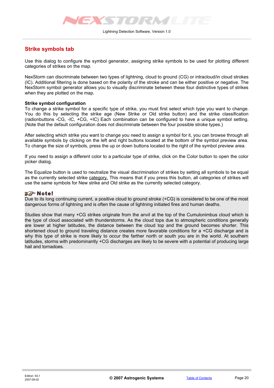 Strike symbols tab, Strike symbol configuration | Boltek NexStorm Lite User Manual | Page 20 / 52