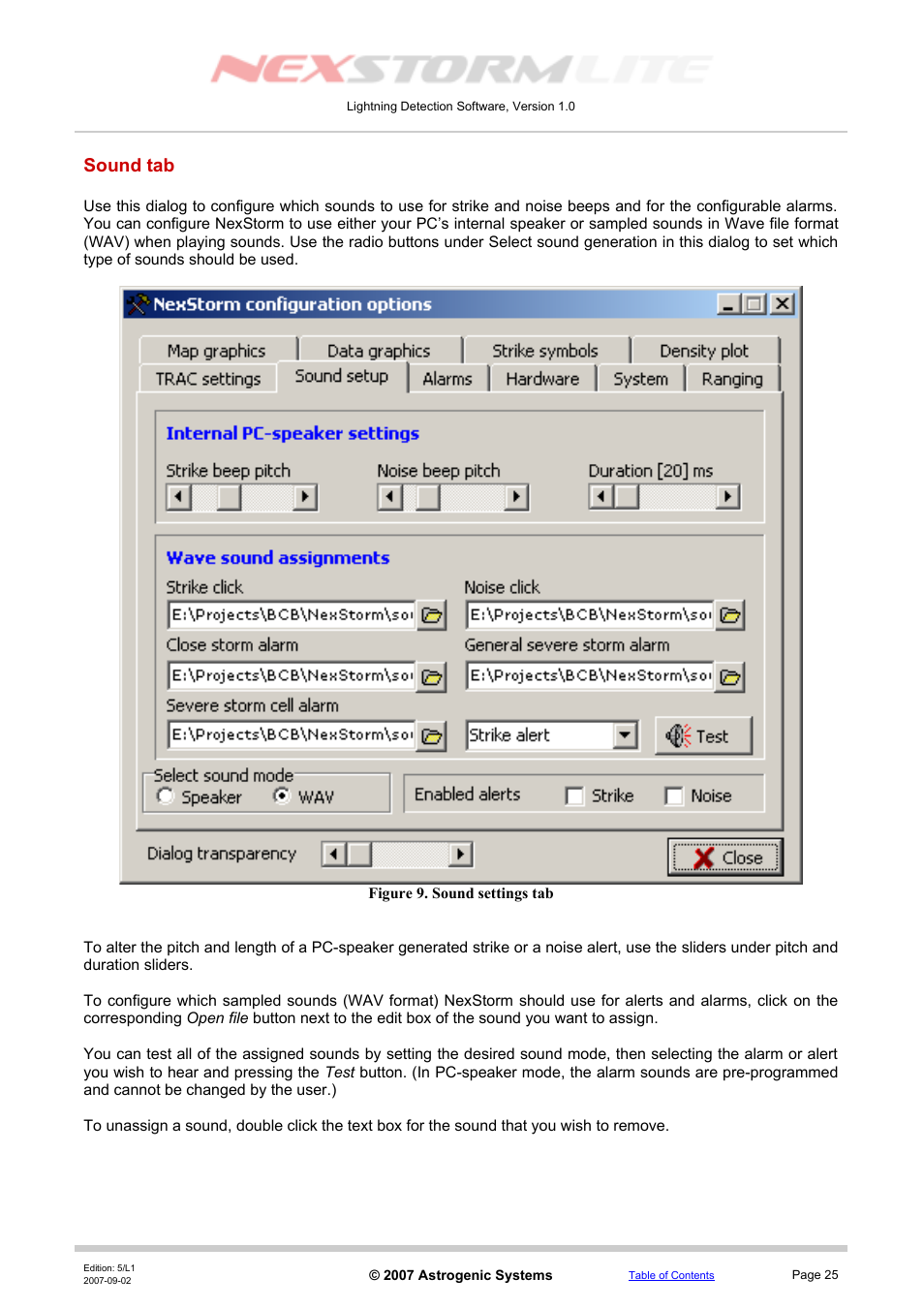 Sound tab | Boltek NexStorm Lite User Manual | Page 25 / 52