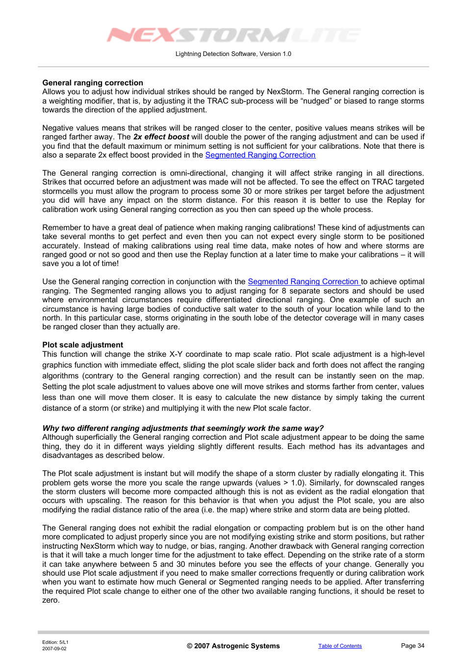 General ranging correction, Plot scale adjustment | Boltek NexStorm Lite User Manual | Page 34 / 52