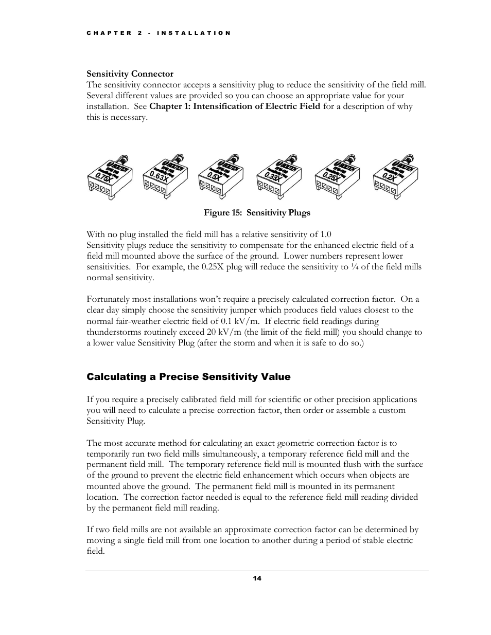 Alculating a, Recise, Ensitivity | Alue, Figure 15: sensitivity plugs | Boltek EFM-100 v.1 User Manual | Page 20 / 52