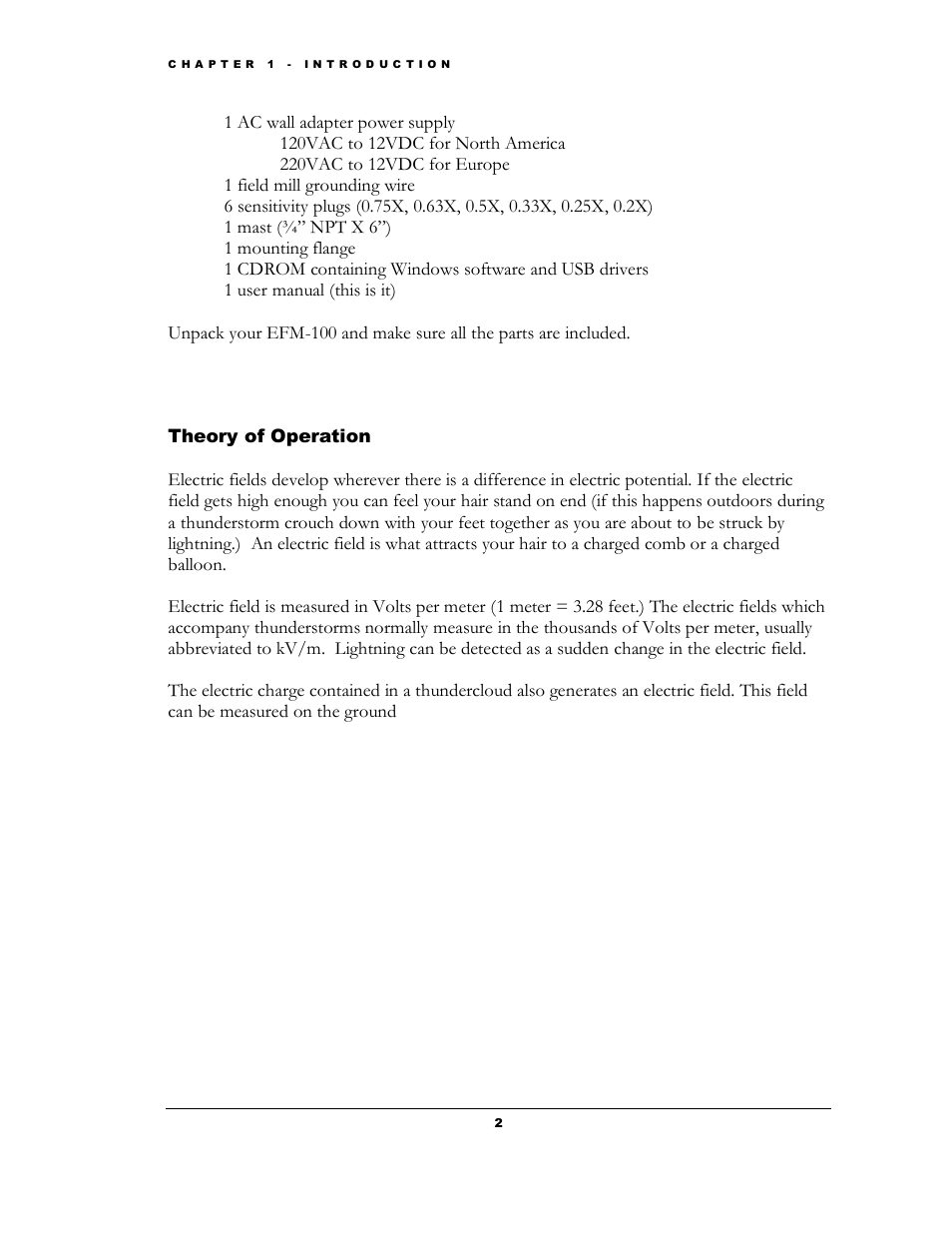 Heory of, Peration | Boltek EFM-100 v.1 User Manual | Page 8 / 52