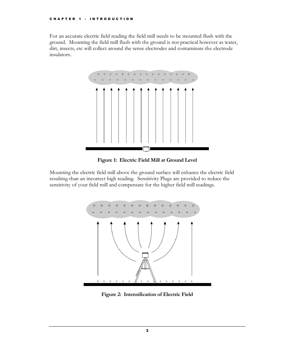 Figure 1: electric field mill at ground level, Figure 2: intensification of electric field | Boltek EFM-100 v.1 User Manual | Page 9 / 52