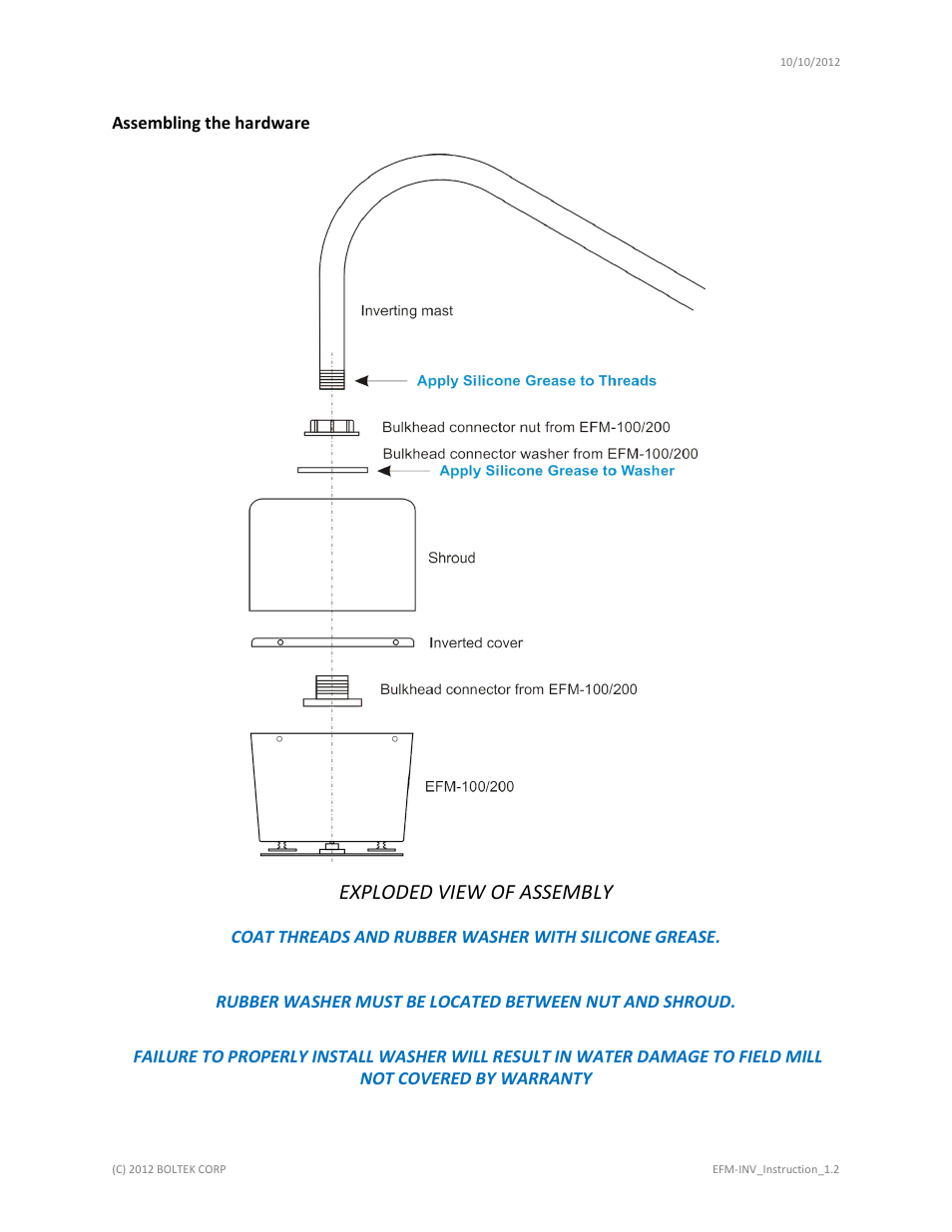 Exploded view of assembly | Boltek EFM-INV3 User Manual | Page 6 / 10