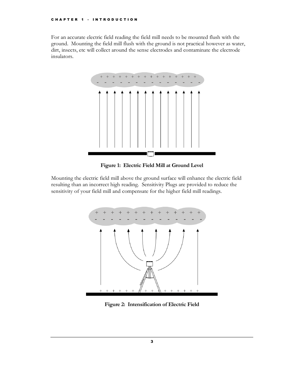 Figure 1: electric field mill at ground level, Figure 2: intensification of electric field | Boltek EFM-100 v.2 User Manual | Page 9 / 48