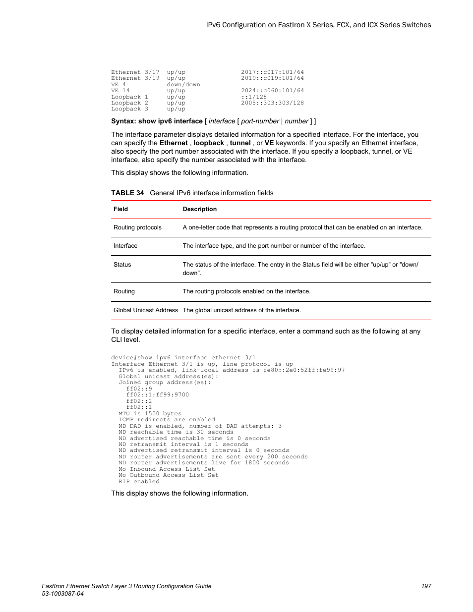 Brocade FastIron Ethernet Switch Layer 3 Routing Configuration Guide User Manual | Page 197 / 672