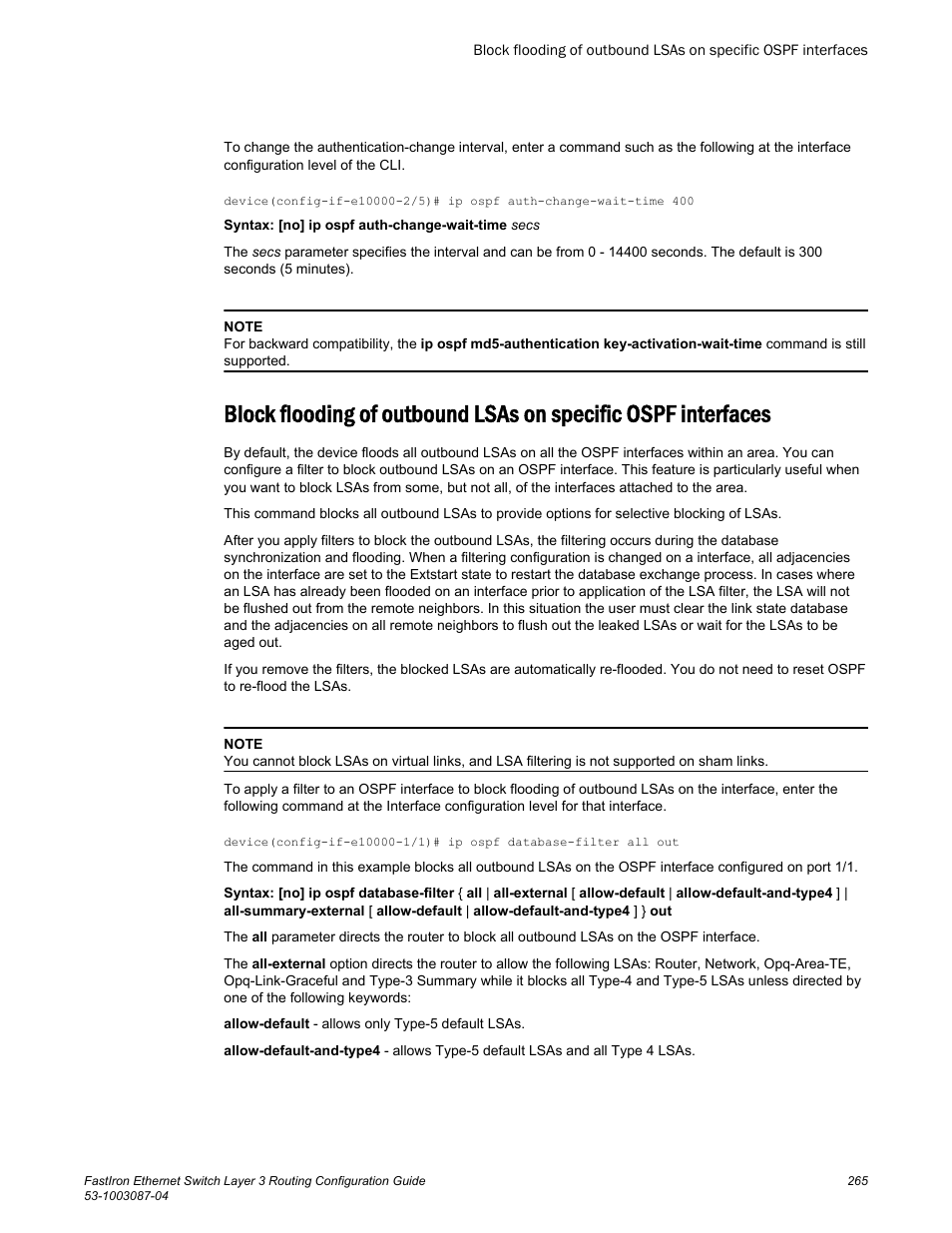 Brocade FastIron Ethernet Switch Layer 3 Routing Configuration Guide User Manual | Page 265 / 672