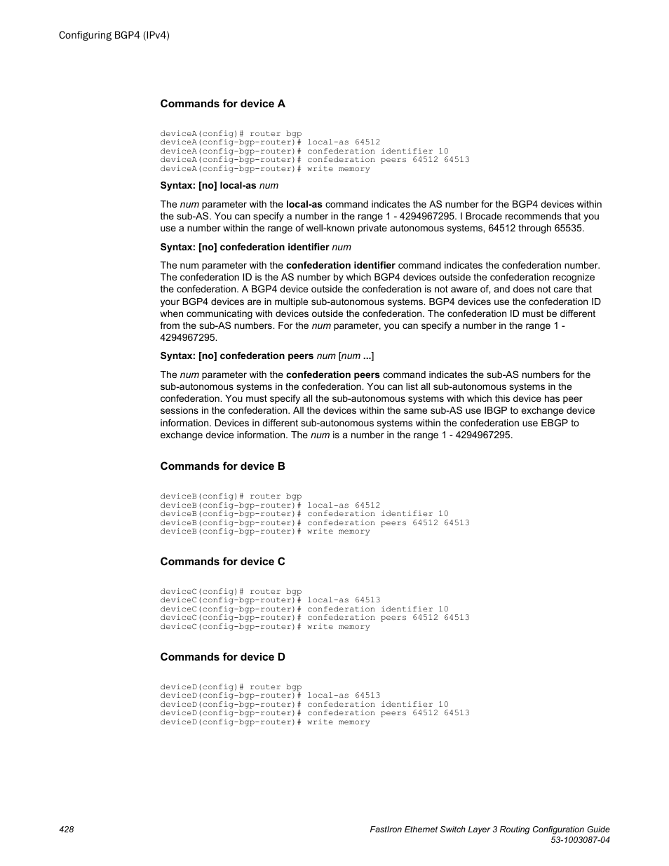 Brocade FastIron Ethernet Switch Layer 3 Routing Configuration Guide User Manual | Page 428 / 672
