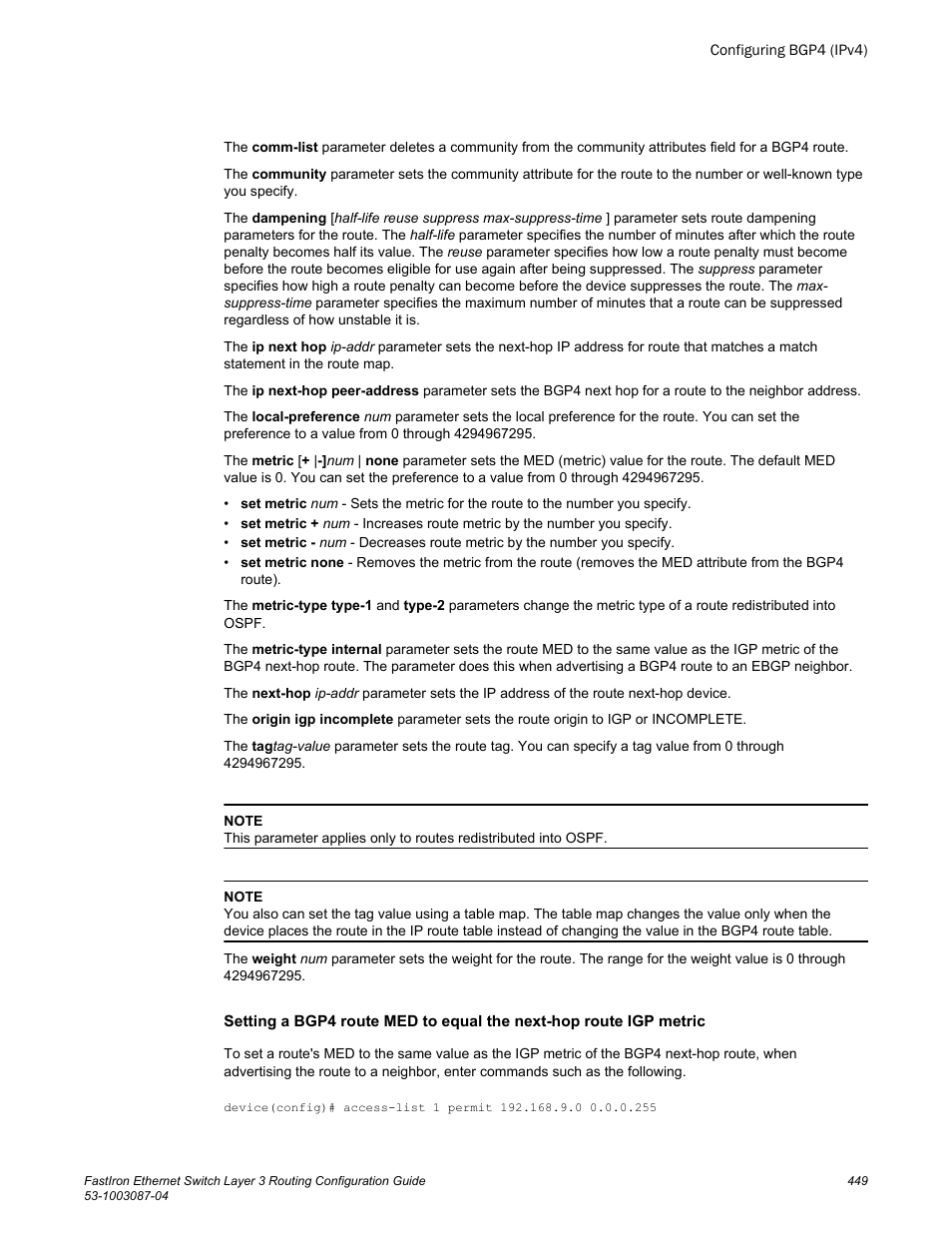 Brocade FastIron Ethernet Switch Layer 3 Routing Configuration Guide User Manual | Page 449 / 672