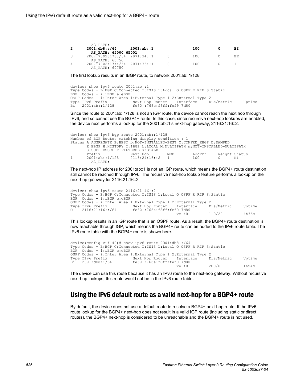 Brocade FastIron Ethernet Switch Layer 3 Routing Configuration Guide User Manual | Page 536 / 672