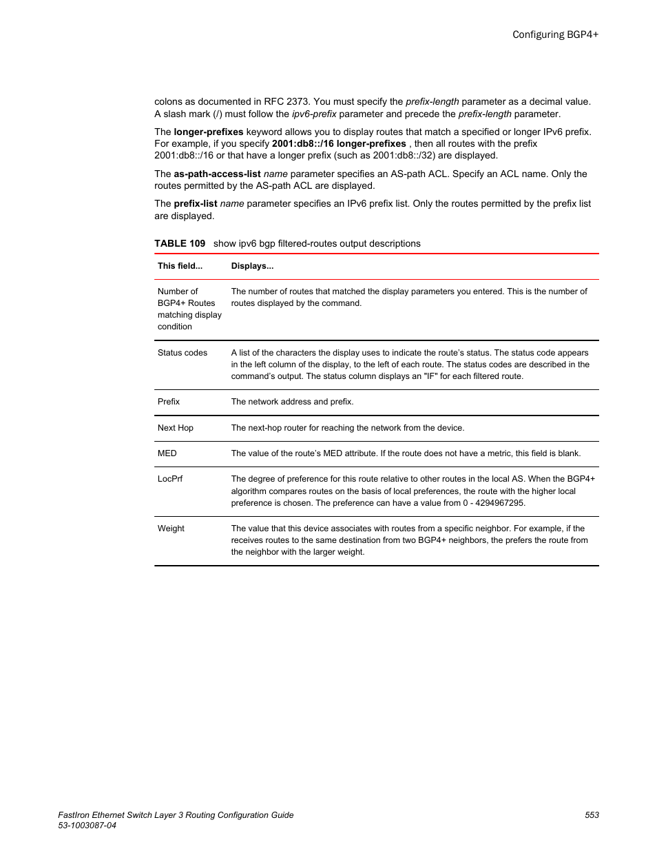 Brocade FastIron Ethernet Switch Layer 3 Routing Configuration Guide User Manual | Page 553 / 672