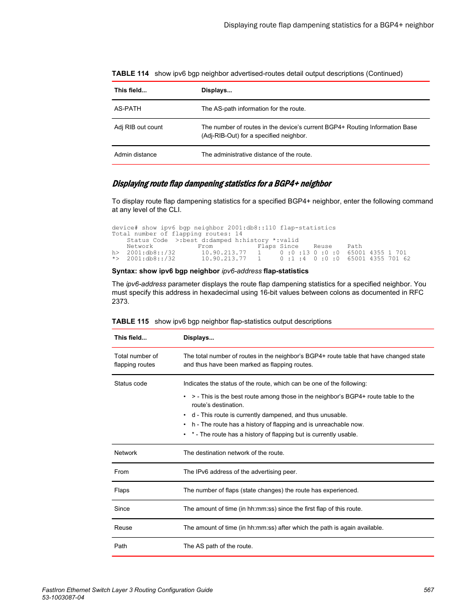 Information, refer to | Brocade FastIron Ethernet Switch Layer 3 Routing Configuration Guide User Manual | Page 567 / 672