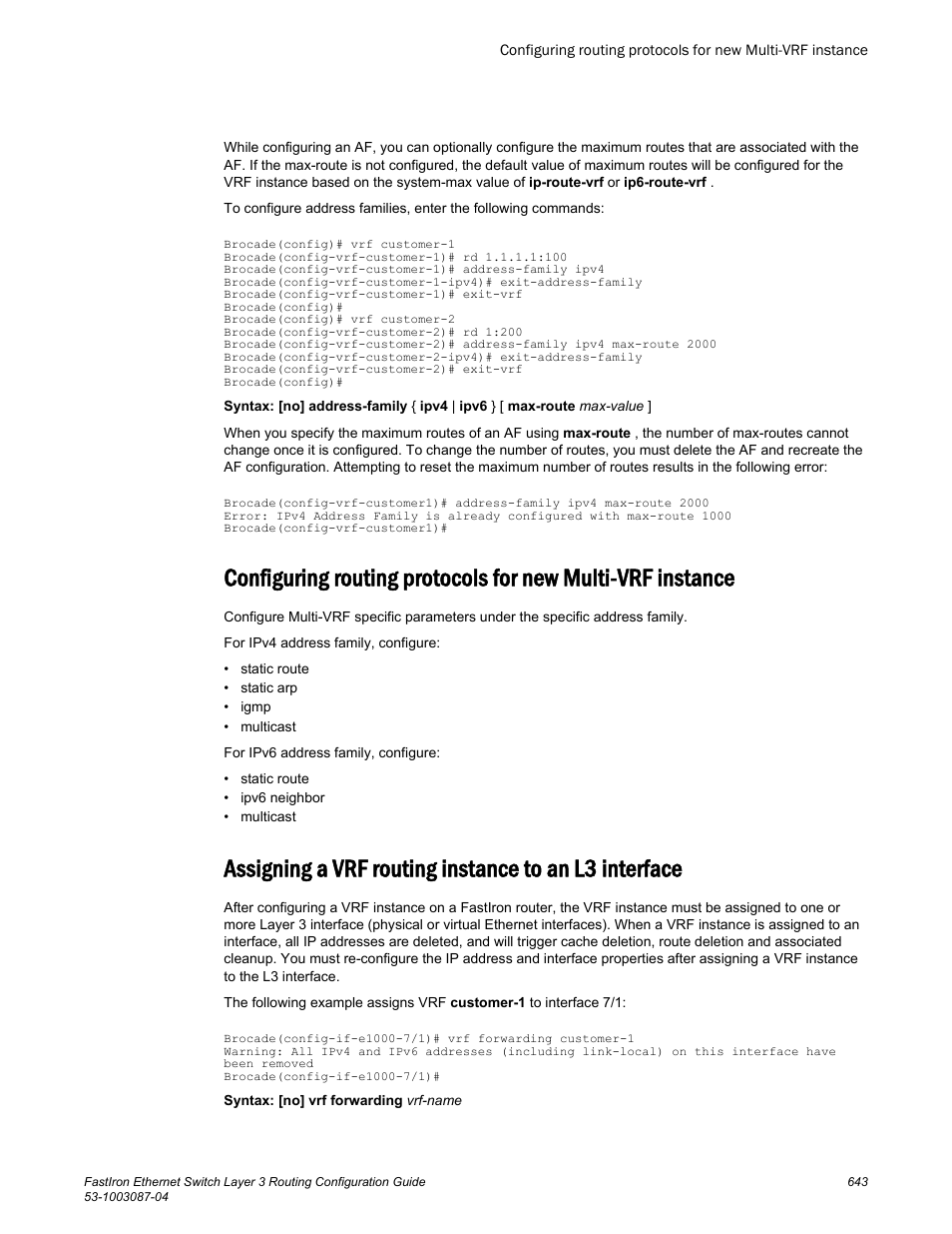 Brocade FastIron Ethernet Switch Layer 3 Routing Configuration Guide User Manual | Page 643 / 672