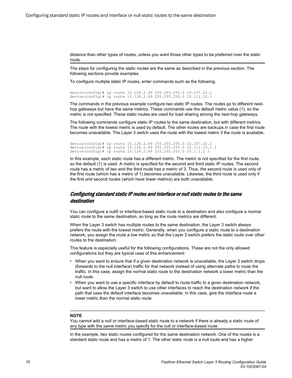 Brocade FastIron Ethernet Switch Layer 3 Routing Configuration Guide User Manual | Page 70 / 672