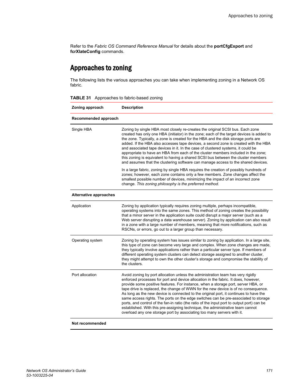 Approaches to zoning | Brocade Network OS Administrator’s Guide v4.1.1 User Manual | Page 171 / 748