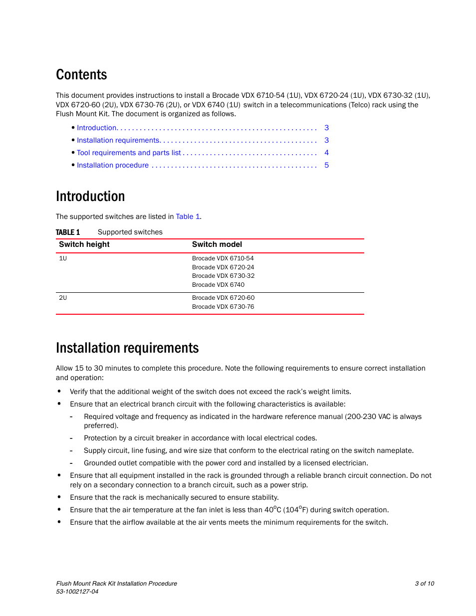 Brocade Flush Mount Rack Kit Installation Procedure (Supporting VDX 6710-54, VDX 6720-24, VDX 6720-60, VDX 6730-32, VDX 6730-76, and VDX 6740) User Manual | Page 3 / 10