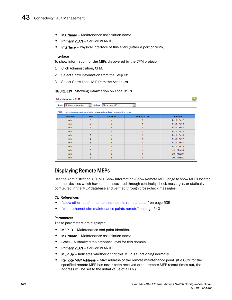 Displaying remote meps, Figure 319 s | Brocade 6910 Ethernet Access Switch Configuration Guide (Supporting R2.2.0.0) User Manual | Page 1086 / 1240