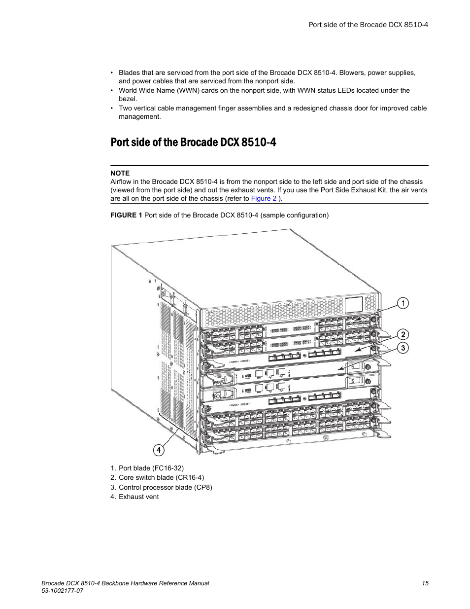 Port side of the brocade dcx 8510-4 | Brocade DCX 8510-4 Backbone Hardware Reference Manual User Manual | Page 15 / 156