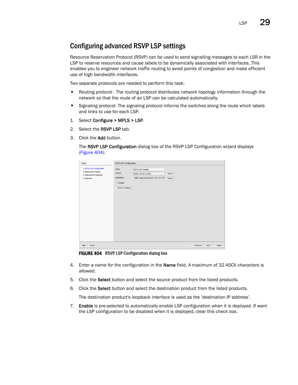 Configuring advanced rsvp lsp settings | Brocade Network Advisor IP User Manual v12.3.0 User Manual | Page 1039 / 1928