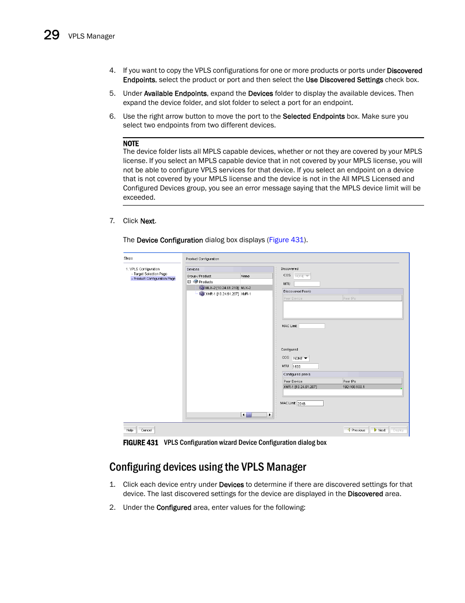 Configuring devices using the vpls manager | Brocade Network Advisor IP User Manual v12.3.0 User Manual | Page 1072 / 1928