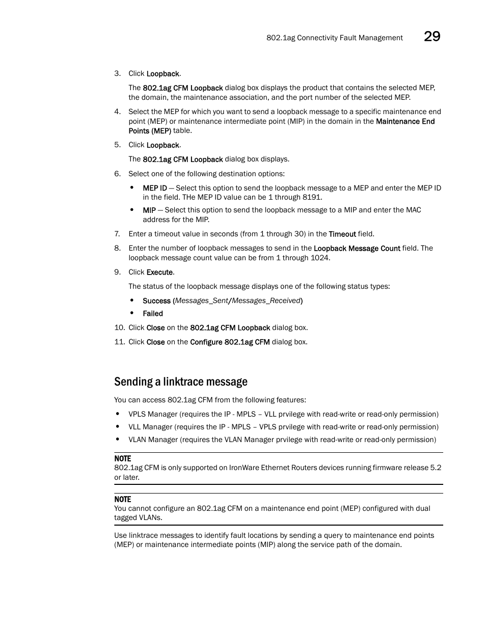 Sending a linktrace message, Sending a, Linktrace message | Brocade Network Advisor IP User Manual v12.3.0 User Manual | Page 1095 / 1928