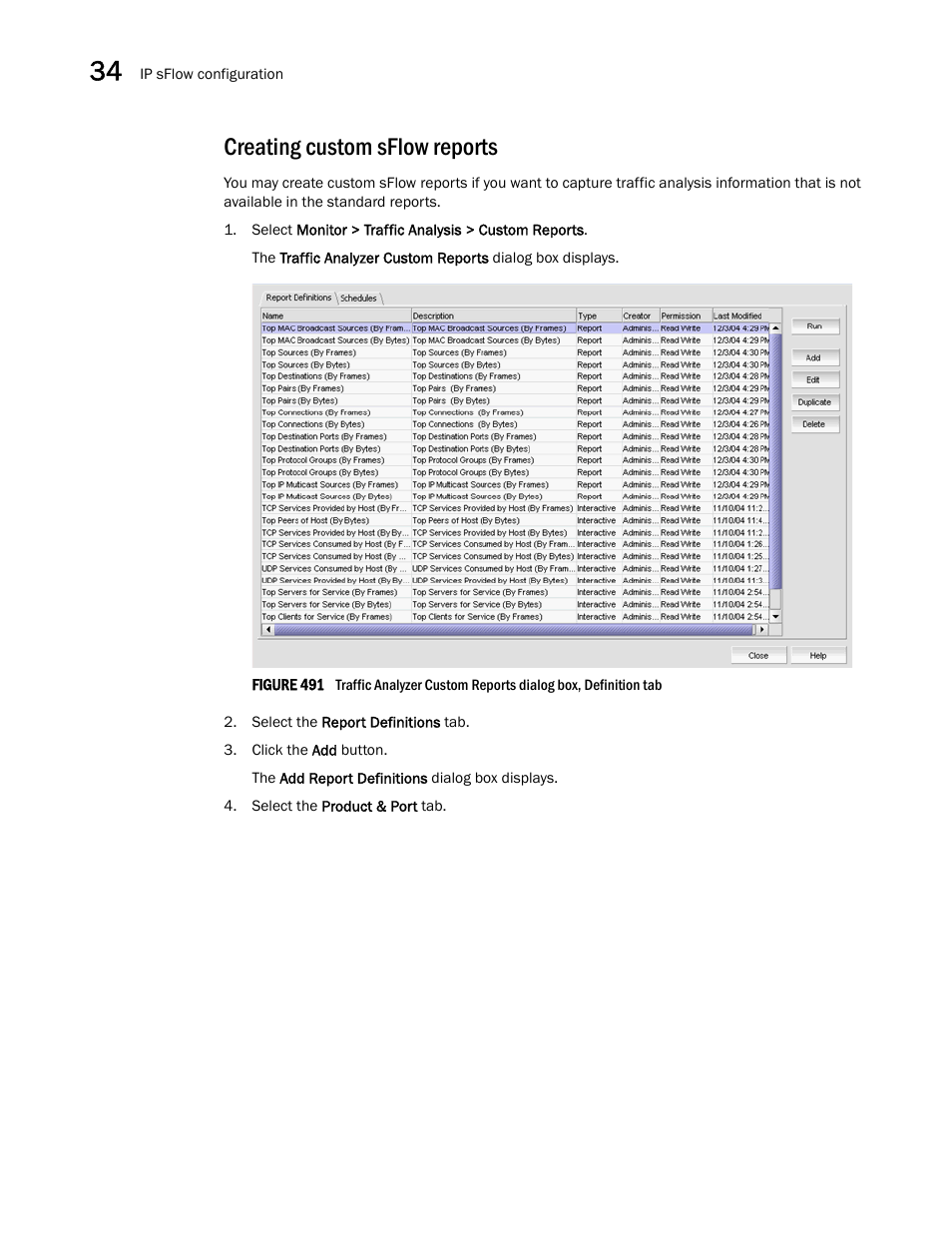 Creating custom sflow reports | Brocade Network Advisor IP User Manual v12.3.0 User Manual | Page 1206 / 1928