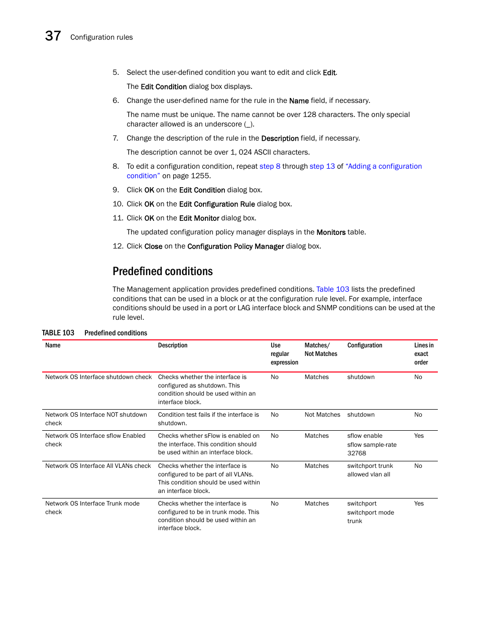 Predefined conditions | Brocade Network Advisor IP User Manual v12.3.0 User Manual | Page 1310 / 1928