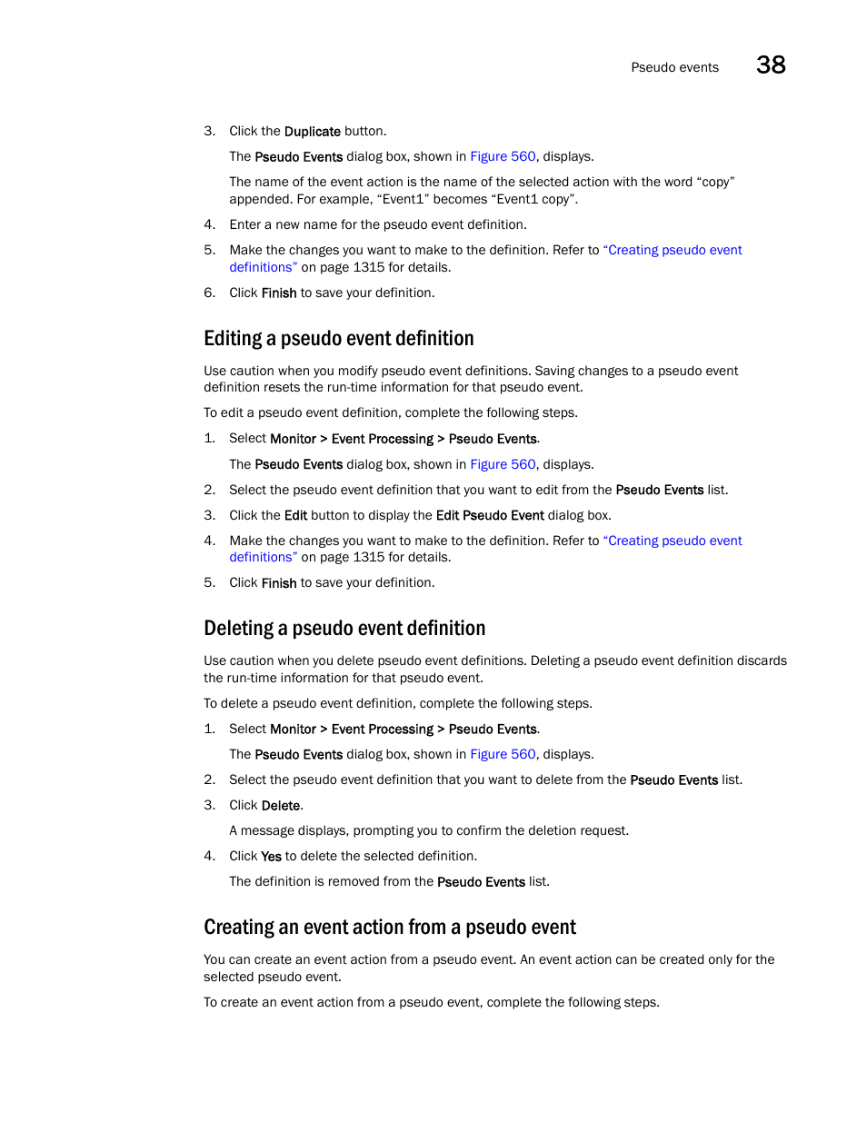 Editing a pseudo event definition, Deleting a pseudo event definition, Creating an event action from a pseudo event | Brocade Network Advisor IP User Manual v12.3.0 User Manual | Page 1371 / 1928