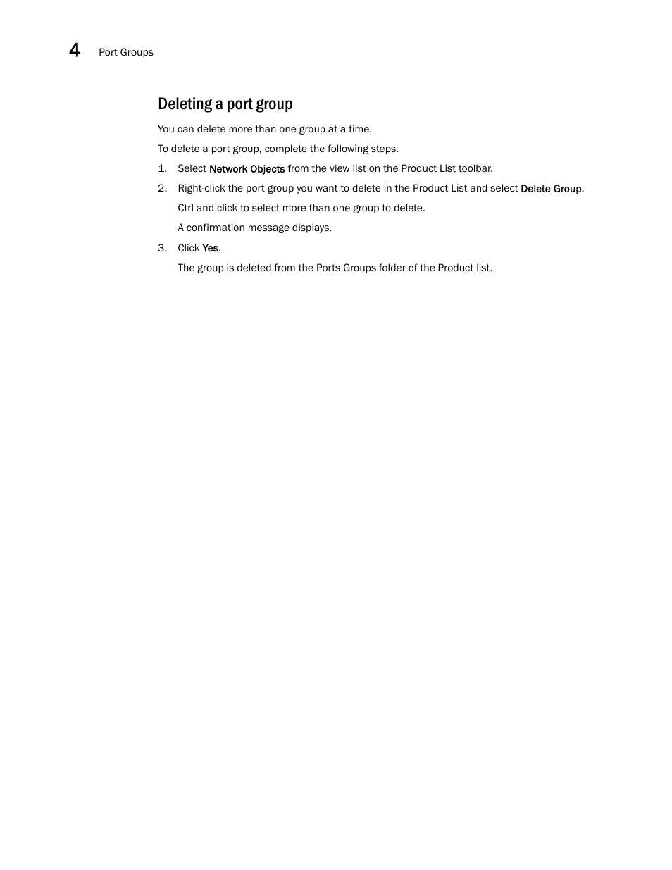 Deleting a port group | Brocade Network Advisor IP User Manual v12.3.0 User Manual | Page 186 / 1928