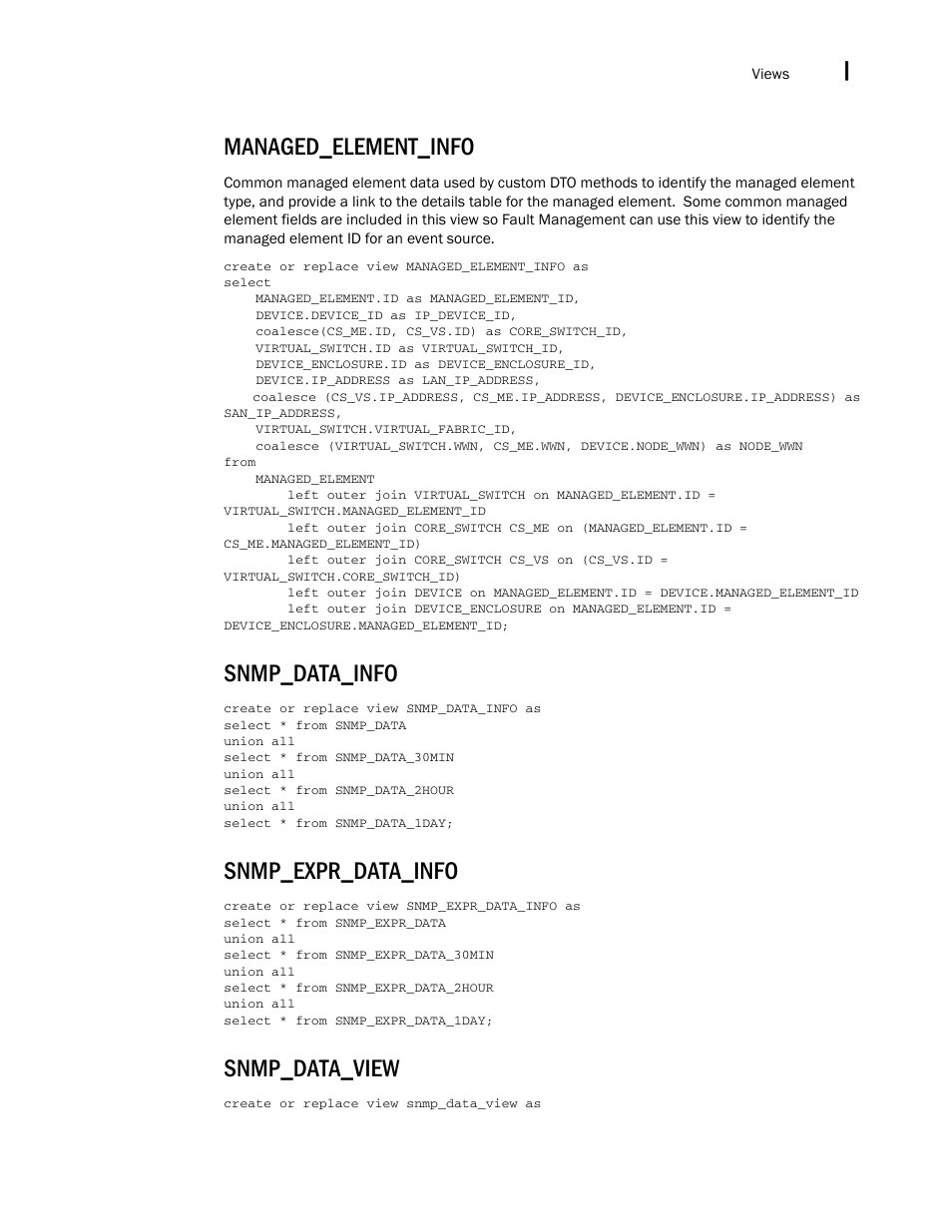 Managed_element_info, Snmp_data_info, Snmp_expr_data_info | Snmp_data_view | Brocade Network Advisor IP User Manual v12.3.0 User Manual | Page 1905 / 1928