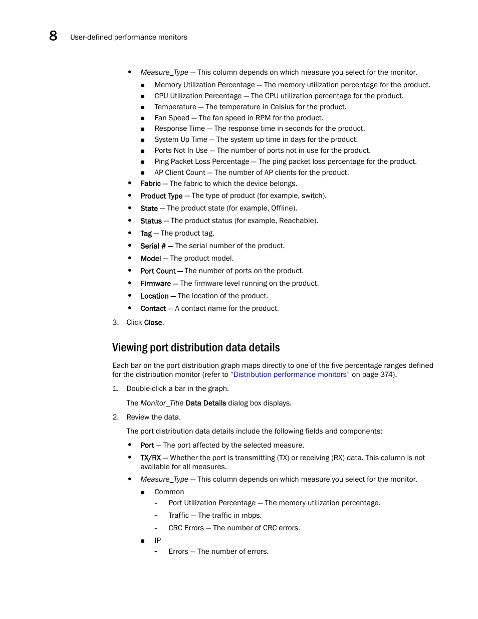 Viewing port distribution data details | Brocade Network Advisor IP User Manual v12.3.0 User Manual | Page 436 / 1928