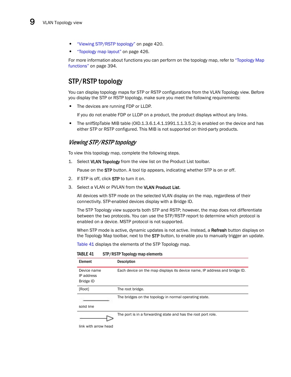 Stp/rstp topology, Viewing stp/rstp topology | Brocade Network Advisor IP User Manual v12.3.0 User Manual | Page 472 / 1928