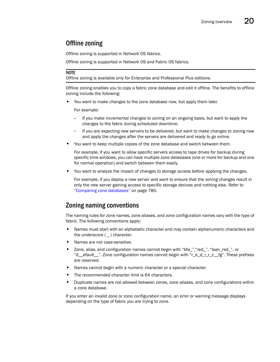 Zoning naming conventions, Offline zoning | Brocade Network Advisor IP User Manual v12.3.0 User Manual | Page 809 / 1928