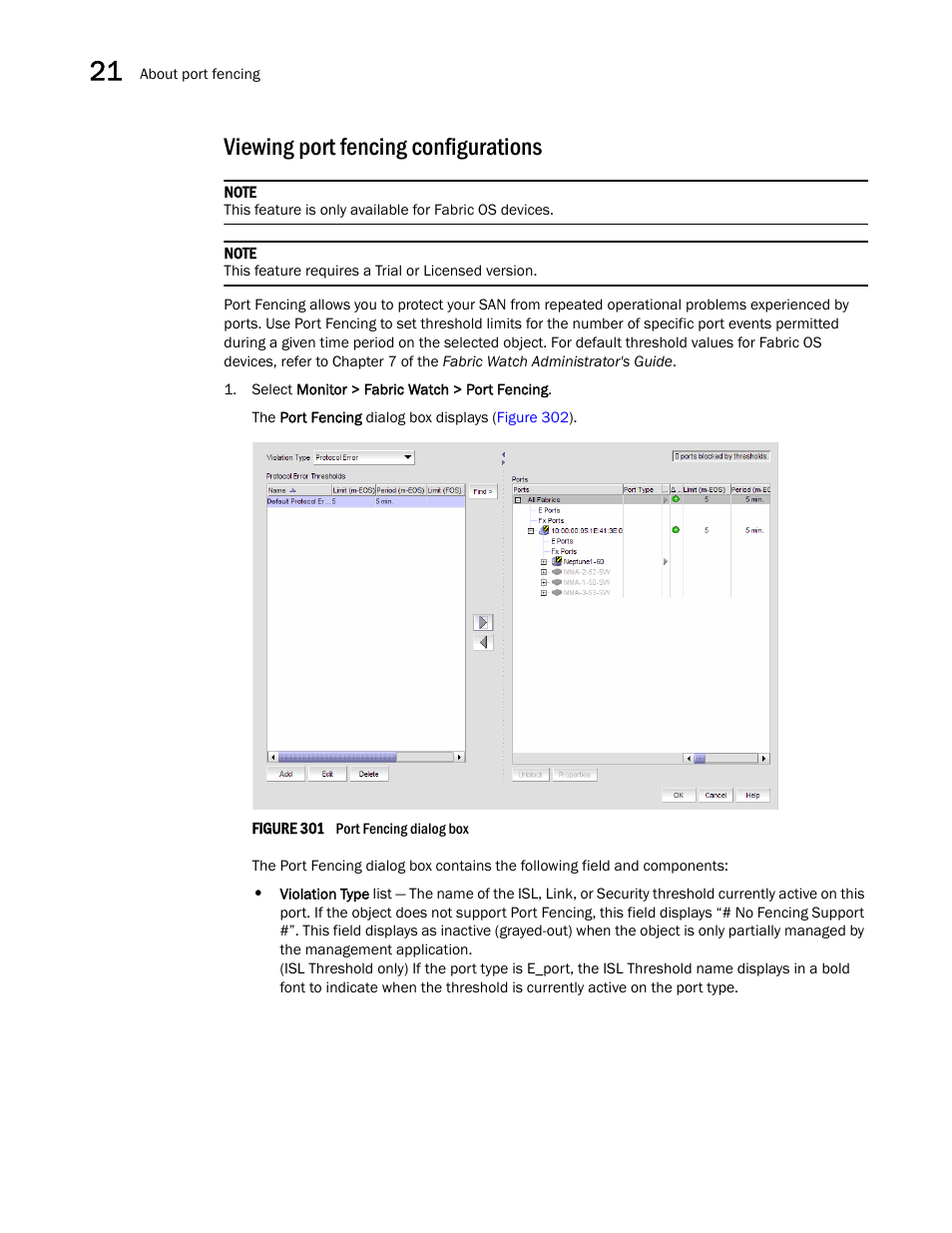 Viewing port fencing configurations | Brocade Network Advisor IP User Manual v12.3.0 User Manual | Page 842 / 1928