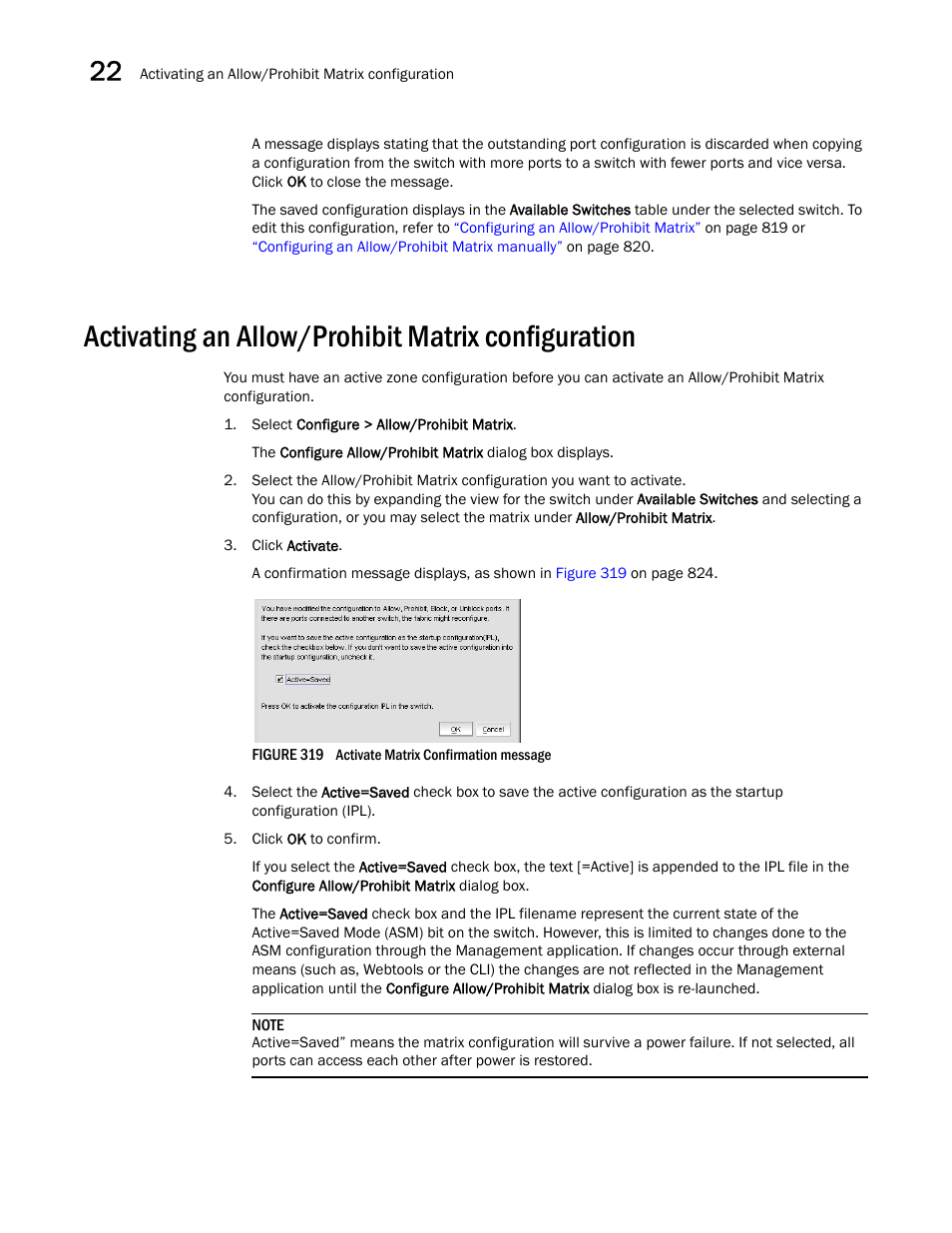 Activating an allow/prohibit matrix configuration | Brocade Network Advisor IP User Manual v12.3.0 User Manual | Page 876 / 1928