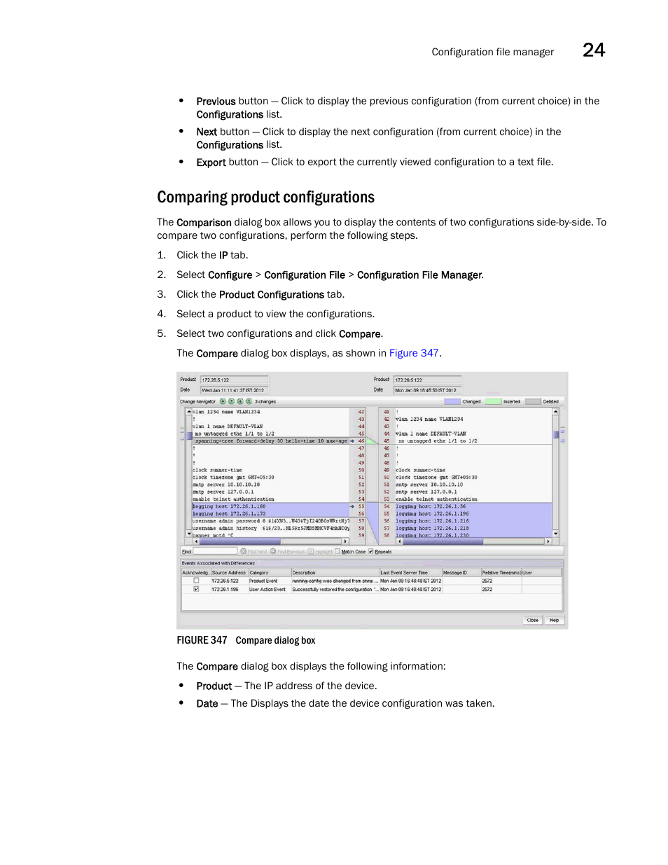 Comparing product configurations | Brocade Network Advisor IP User Manual v12.3.0 User Manual | Page 921 / 1928