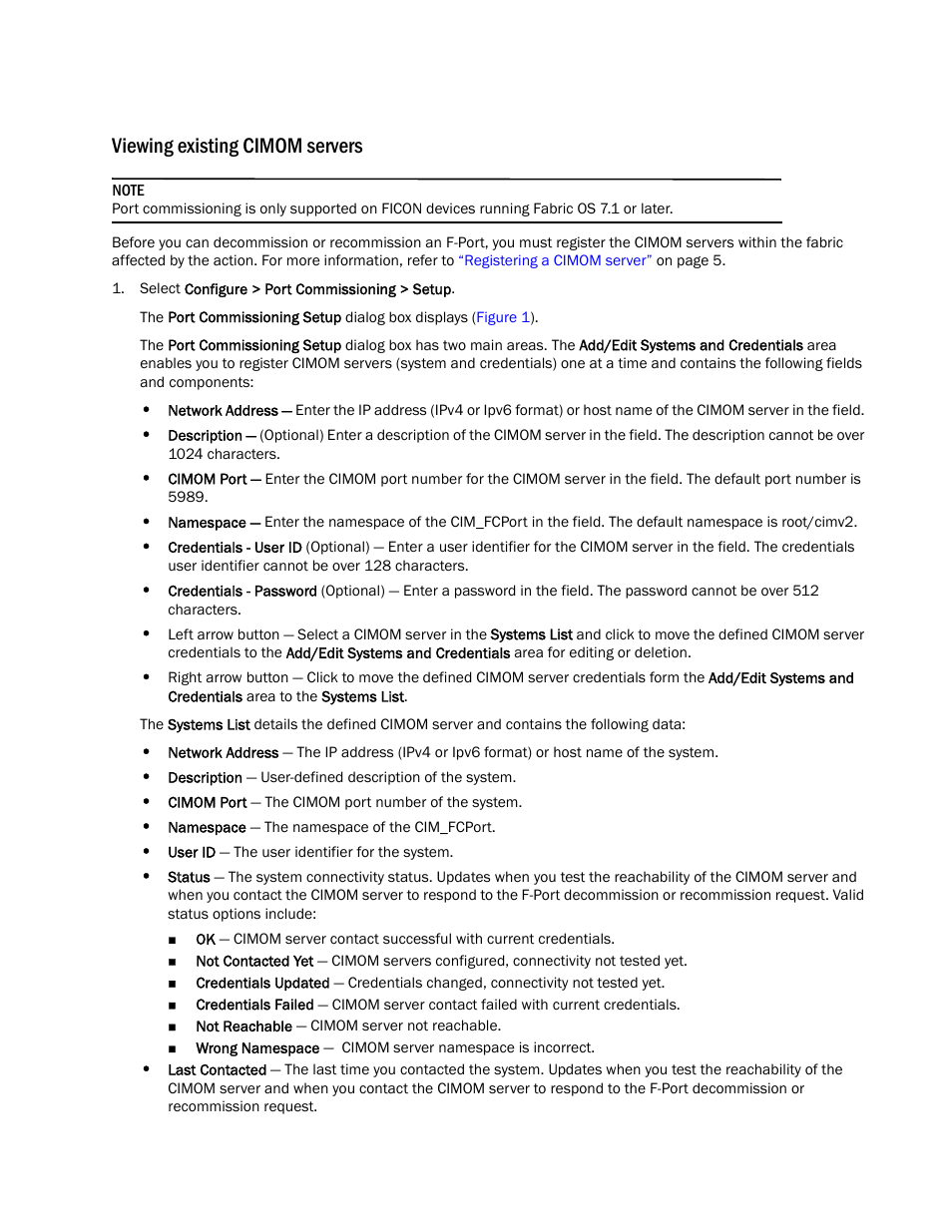Viewing existing cimom servers | Brocade Network Advisor Port Commissioning Quick Start Guide (Supporting Network Advisor 12.3.0) User Manual | Page 7 / 21