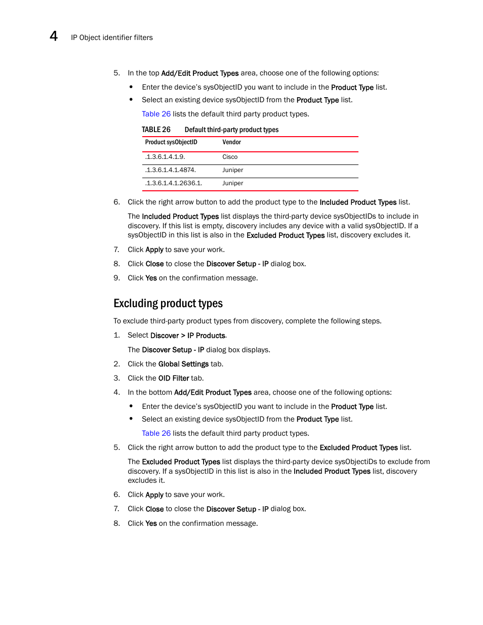 Excluding product types | Brocade Network Advisor SAN + IP User Manual v12.1.0 User Manual | Page 163 / 2389