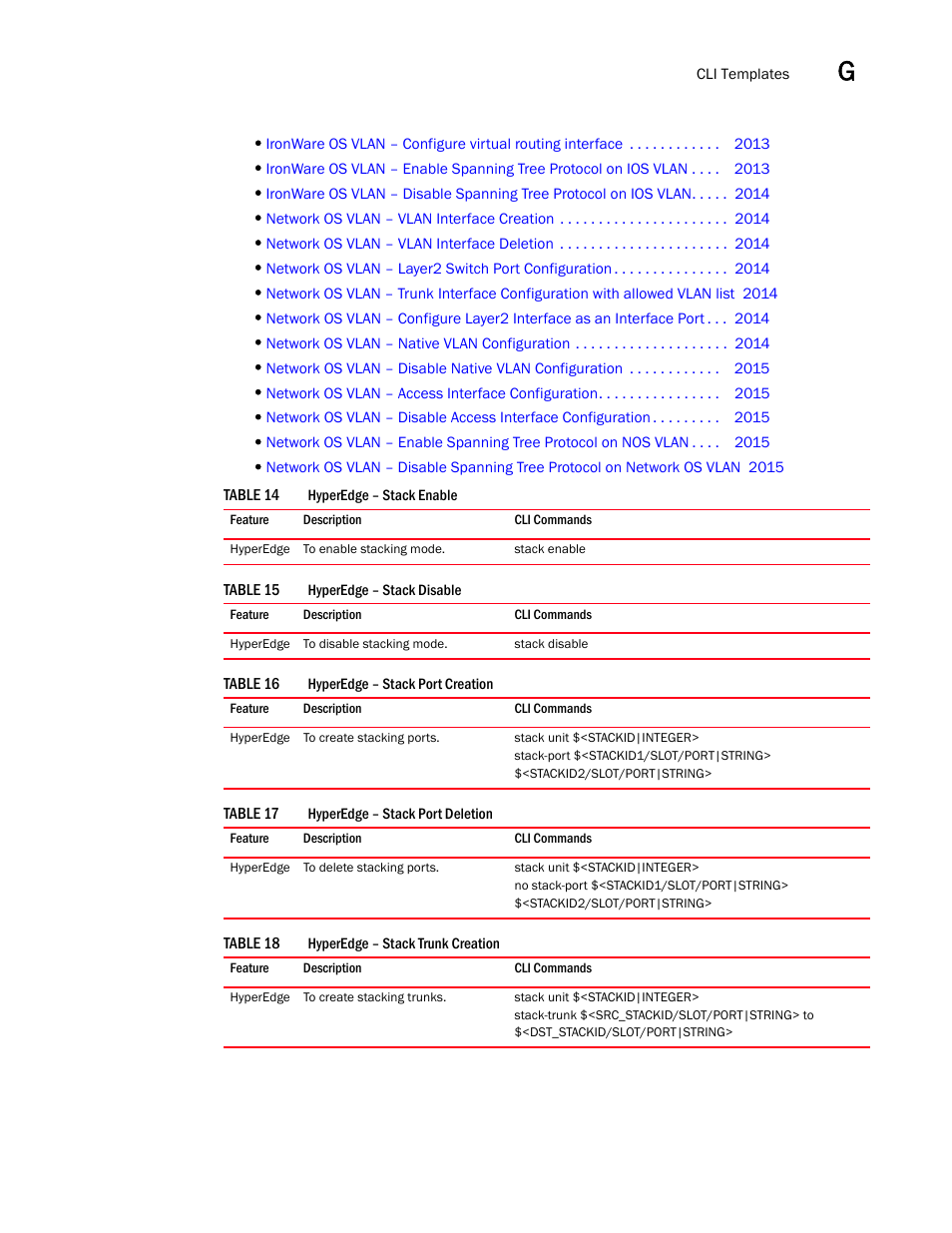 Hyperedge – stack enable 1, Hyperedge – stack disable 1, Hyperedge – stack port creation 1 | Hyperedge – stack port deletion 1, Hyperedge – stack trunk creation 1 | Brocade Network Advisor SAN + IP User Manual v12.1.0 User Manual | Page 2040 / 2389