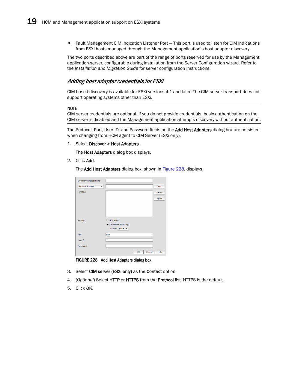 Adding host adapter credentials for esxi | Brocade Network Advisor SAN + IP User Manual v12.1.0 User Manual | Page 706 / 2389